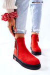 Platform Suede Lace-up Booties Red Nessa