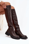 Slip-on women's boots made of eco leather chocolate Sylvina