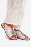Shiny Women's Sandals With Decorative Detail S.Barski KV51-012 Silver