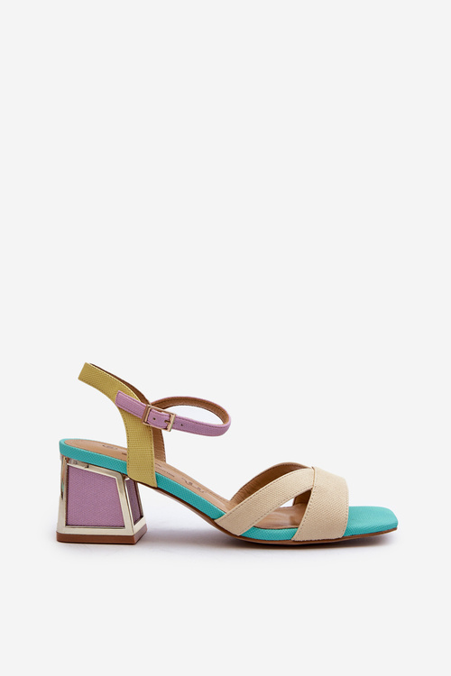 Sandały Pastelowe Damskie Beżowe Na Obcasie D&A CR482