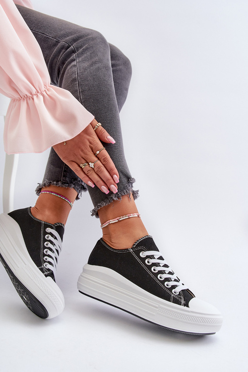 Trampki Masywna Platforma Czarne Amyete K-81