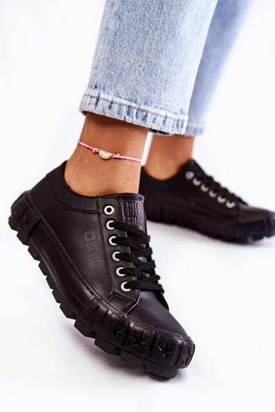 Fashionable Leather Sneakers Big Star KK274143 Black