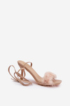 Stiletto Sandals With Feathers Beige Emilettra