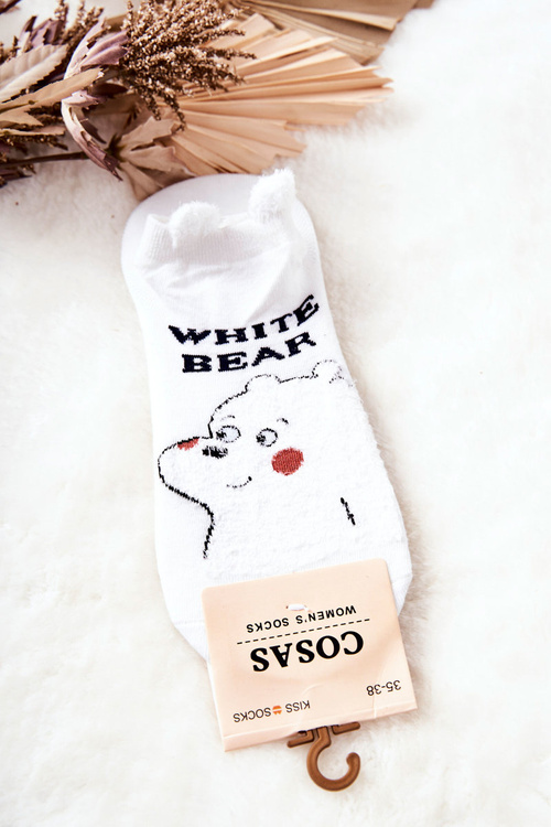 Ladies' Cotton Teddy Bear Socks COSAS White
