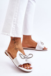 Women's Slippers With Bow And Rhinestones White Jolene