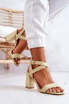 Elegant Sandals On A Block Heel Pastel Green Michele