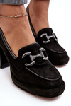 Leather Pumps On Massive Heel Laura Messi 2706 Black