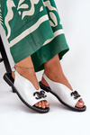 Flat Heeled Sandals With Decoration Eco Leather Silver Tillireta
