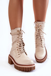 Women's High Boots With Zipper Beige Enroe