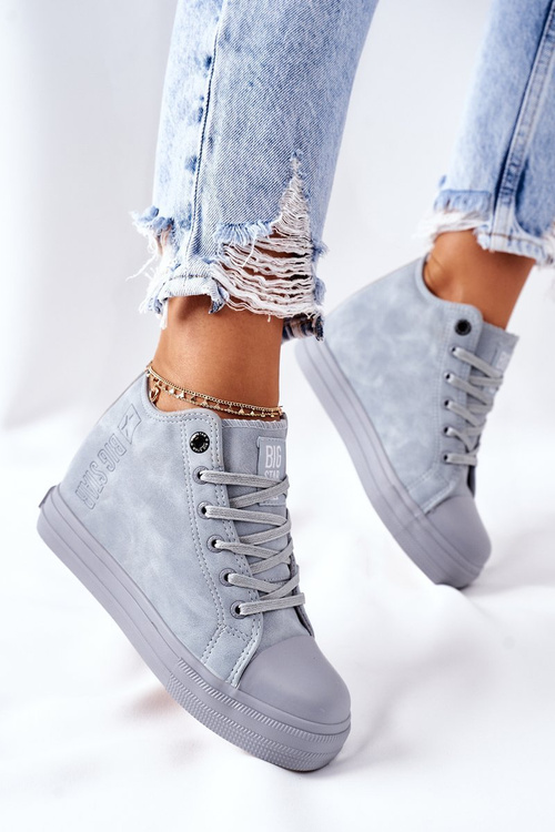 Trampki Skórzane Ukryty Koturn Big Star Niebieskie II274094