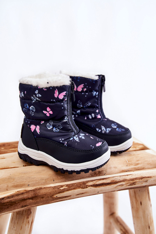 Children's Snow Boots On Zipper Big Star KK374236 Navy Blue