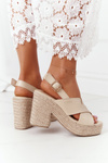 Braided Sandals On A Block Heel Big Star HH274388 Beige