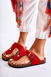 Women's Slippers Flip-Flops On Cork Red Elina