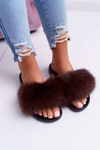 Women's Flip Flops with Natural Fur Coffee Naturis