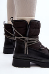 Women's Snow Boots with Decorative Lacing Black Rilana
