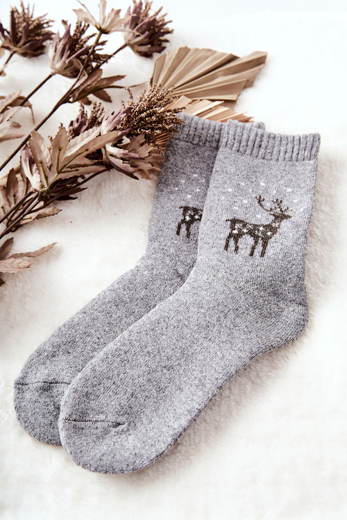 Warm Socks with Reindeer Cosas Light grey