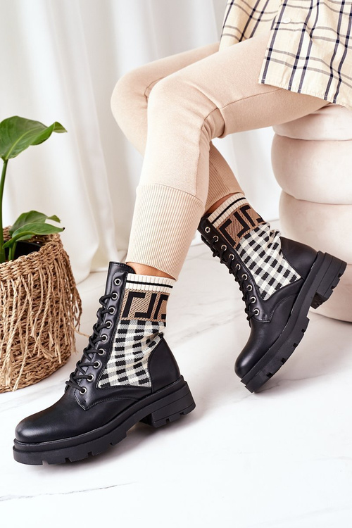 Elastic Fabric Boots Black Love Story