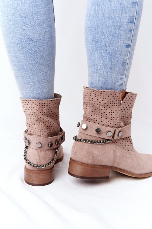 Openwork Spring Boots Lewski Shoes 2905-0 Beige