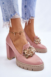 Elegant Pumps With Ornament Smooth pink Caterine