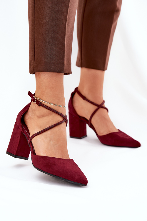 Pointed Toe Pumps With Decorative Straps On The Heel Bordeaux Verithas