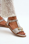 Elegant Women's Sandals with Decorative Details S.Barski KV27-030 Beige
