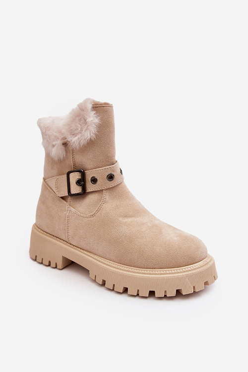 Women's Boots With Faux Fur Zip Beige Morcos