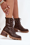 Women's Workery Block Heeled Boots Vinceza 89136 Warm Brown