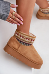 Women's Snow Boots With A Pattern Insert On A Platform Camel Avatharia