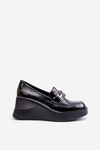 Lacquered Wedge Moccasins Black Vinceza 58337