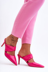 Leather Mules on Heel Fuchsia Aveline