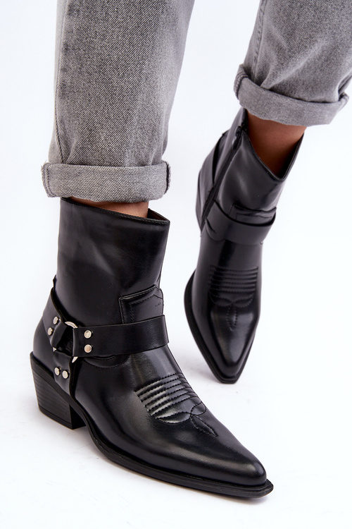 Women's Lined Cowboy Boots Black Venosa