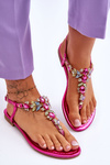 Women's Sandals Flip Flops With Stones Fuchsia Lenisa