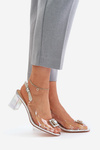 Transparent Sandals With Brooch On The Heel MR42-031 Silver