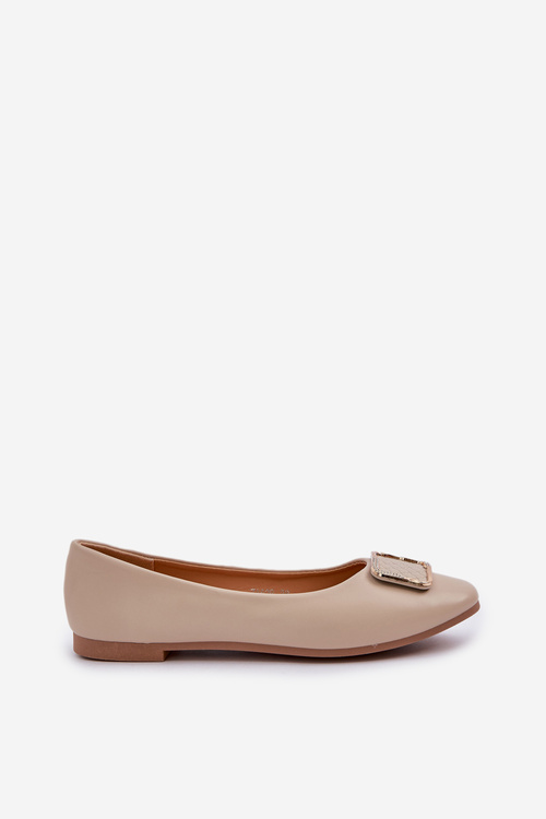 Eco Leather Ballet Flats With Decoration Beige Tulnelia