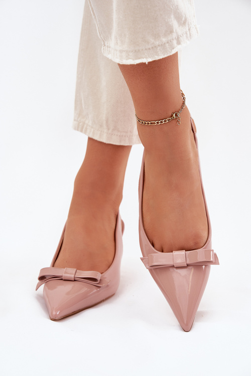 Lacquered High Heels With Bow Nude Naylna
