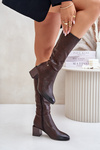Insulated ankle boots on a heel eco leather up to mid-calf brown Ellithira