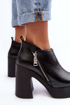 Women's Boots On Massive Heel With Zipper 1755 Zazoo Black
