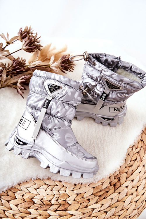 Children's Warm-up Snowboots with zip Silver Cleome