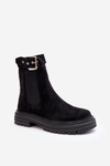 Suede Ankle Boots On Massive Sole Black Ozaro 