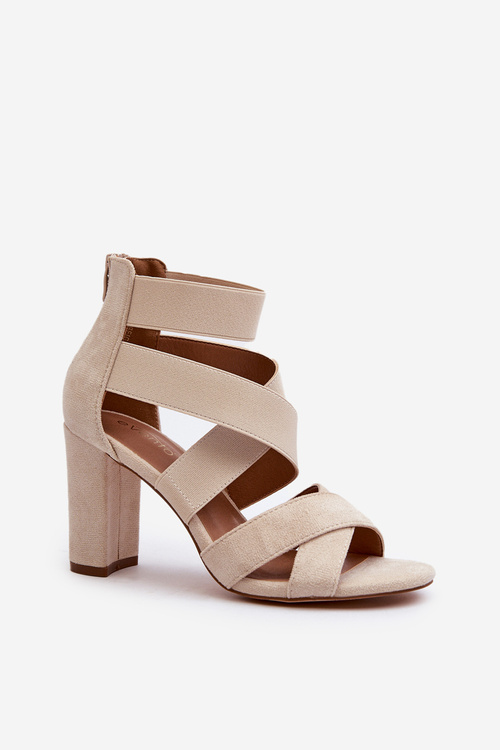 Women's sandals with straps on a beige heel Obissa