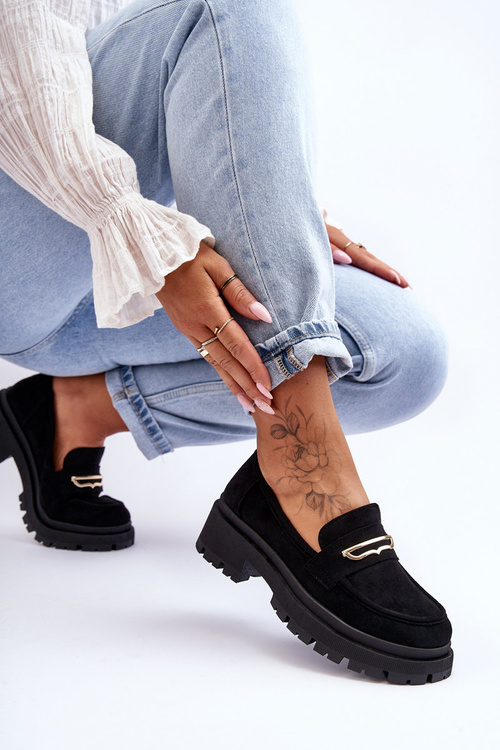 Women's Suede Slip-On Loafers Black Pure Love