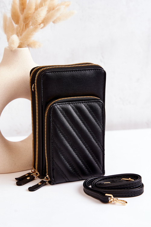 Wallet Handbag 2in1 On Zipper Black Themis