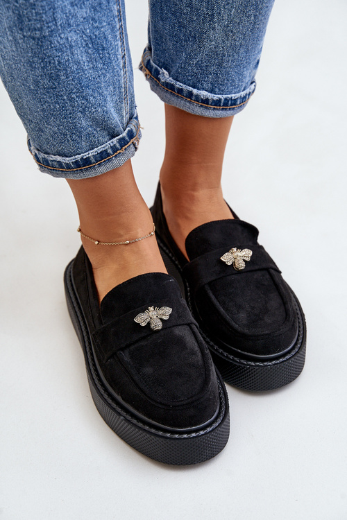 Women's Platform Moccasins Black Erithine