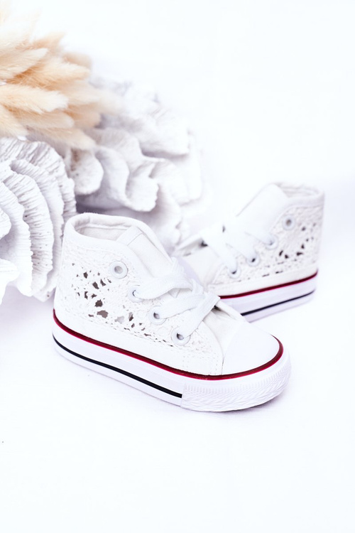 Children's High Sneakers With Lace White Roly-Poly