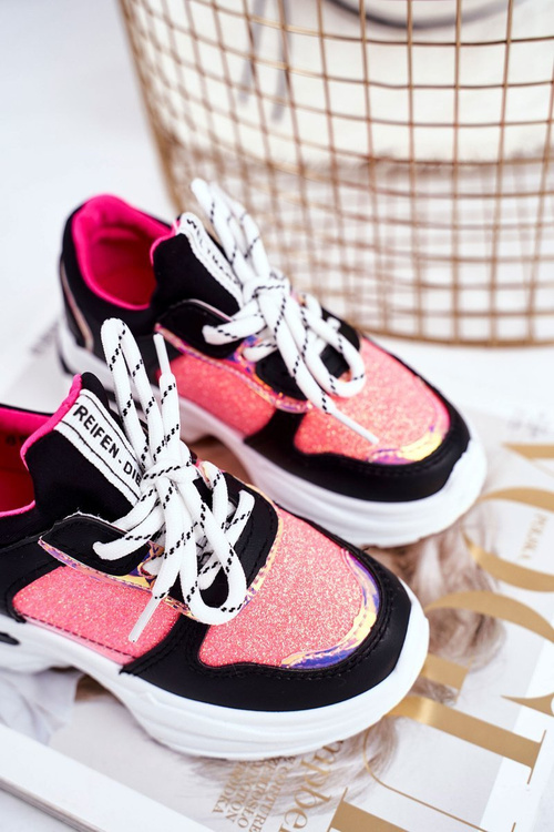 Children's Sport Shoes With Glitter Black-Pink Matylda