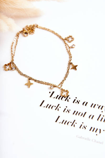 Women's Double Leg Bracelet Clover Gold