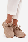 Women's Sports Sneakers With Double Lacing Beige Annelie