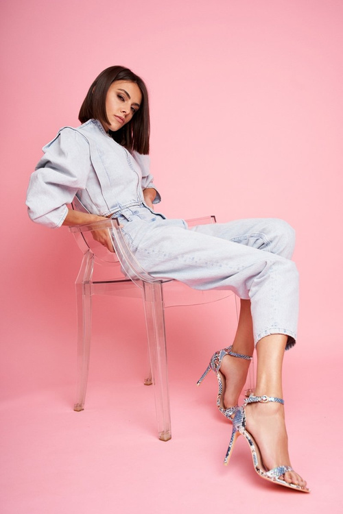 Lu Boo Snakeskin Stiletto Sandals Blue