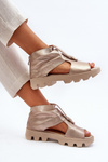 Zazoo 999 Leather Women's Sandals with Golden Zip