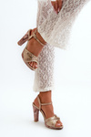 Women's Leather Sandals with Heel Maciejka 06564-22 Beige-Gold